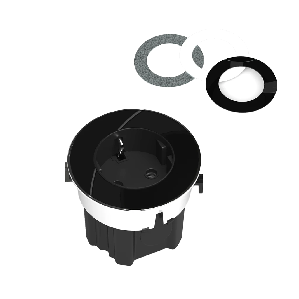 Presa da incasso tipo schuko | Anello superiore in 3 finiture (vetro bianco, vetro nero e inox)