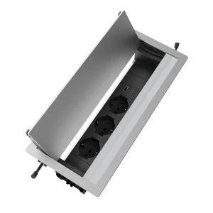 Multipresa a scomparsa con 3 prese tipo unel, USB tipo A e USB tipo C | Cornice in alluminio