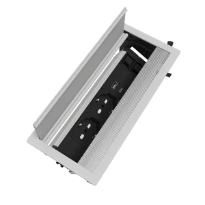 Multipresa a scomparsa con 3 prese tipo unel, USB tipo A, USB tipo C | Cornice in alluminio