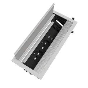 Multipresa a scomparsa con 2 prese tipo unel, USB tipo A, USB tipo C e 2 RJ 45 | Cornice in alluminio