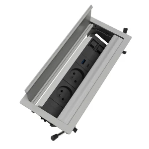 Multipresa a scomparsa con 3 prese tipo Francia (E), USB tipo A, USB tipo C | Cornice in alluminio