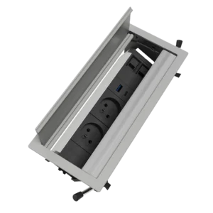 Multipresa a scomparsa con 2 prese tipo Francia (E), USB tipo A, USB tipo C e 2 RJ 45 | Cornice in alluminio