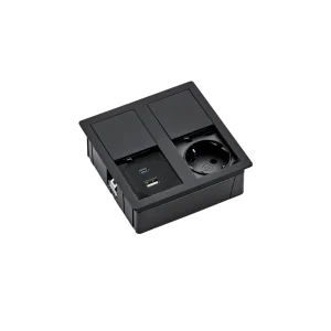 Multipresa a scomparsa quadrata con 1 presa schuko, USB tipo A, 1 USB tipo C e cavo di alimentazione 2 m con spina elettrica separata