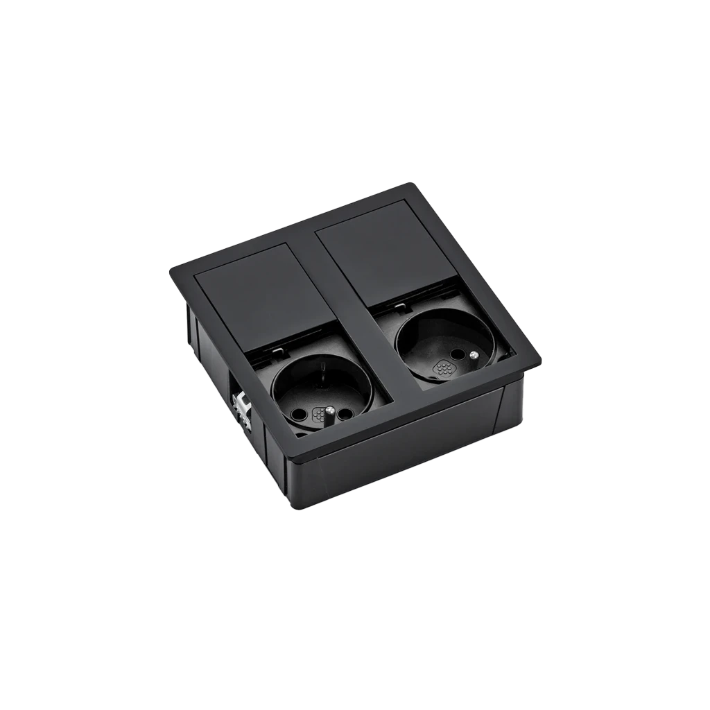 Multipresa a scomparsa quadrata con 2 prese tipo Francia (E) e cavo di alimentazione 2 m con spina elettrica separata