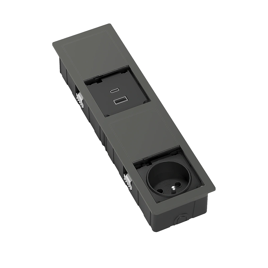 Multipresa a scomparsa rettangolare con 1 presa tipo Francia (E), USB tipo A, 1 USB tipo C e cavo di alimentazione 2 m con spina elettrica separata - immagine 9