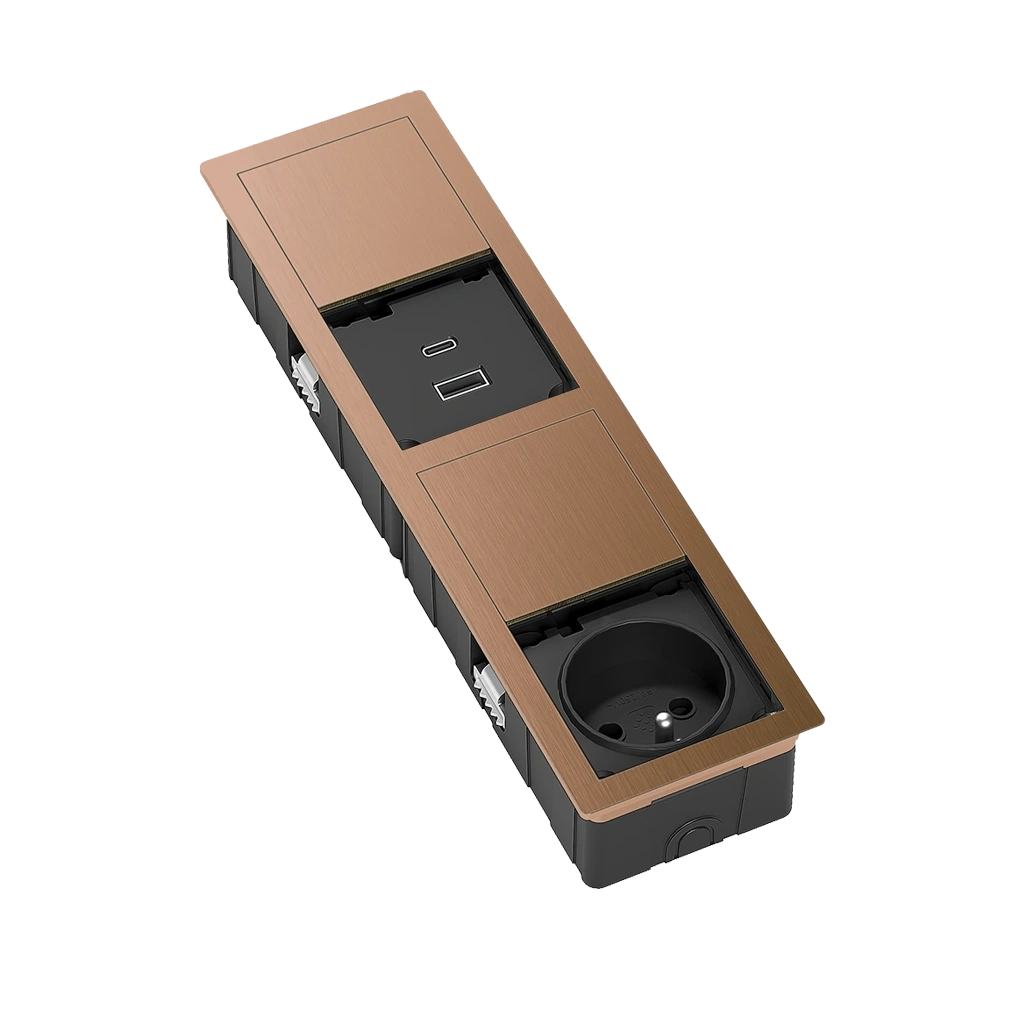 Multipresa a scomparsa rettangolare con 1 presa tipo Francia (E), USB tipo A, 1 USB tipo C e cavo di alimentazione 2 m con spina elettrica separata - immagine 11