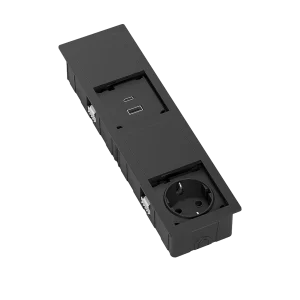 Multipresa a scomparsa rettangolare con 1 presa schuko, USB tipo A, 1 USB tipo C e cavo di alimentazione 2 m con spina elettrica separata