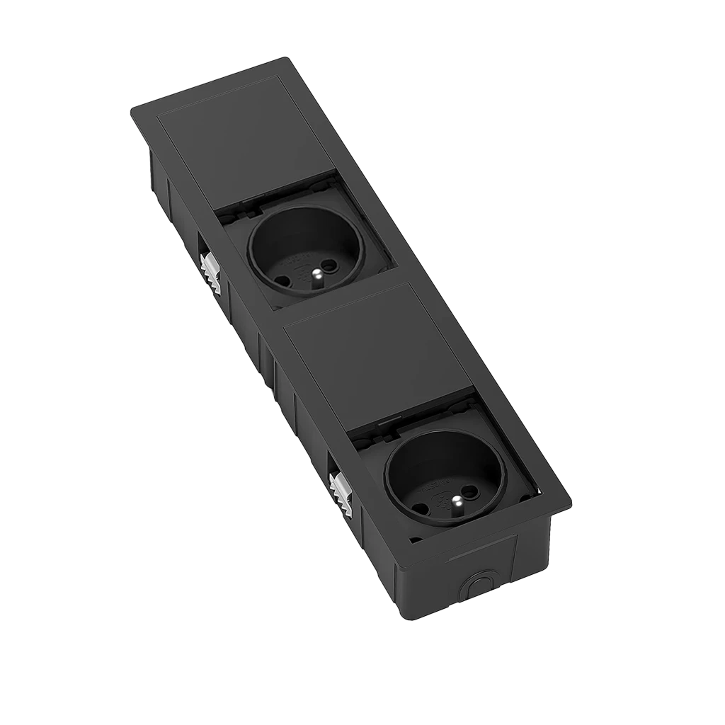 Multipresa a scomparsa rettangolare con 2 prese tipo Francia (E) e cavo di alimentazione 2 m con spina elettrica separata