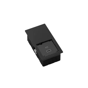 Multipresa a scomparsa rettangolare con 1 presa USB tipo A e un USB tipo C e cavo di alimentazione 2 m con spina elettrica separata