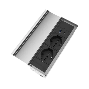 Multipresa a scomparsa con 2 prese unel, 1 USB tipo A e USB tipo C | Scocca in alluminio