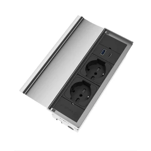 Multipresa a scomparsa con 2 prese unel, 1 USB tipo A e USB tipo C | Scocca in alluminio