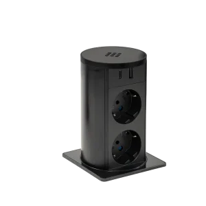 Torretta estraibile quadra con 2 prese tipo p30, USB tipo A, USB tipo C, wirelesscharger e cavo di alimentazione 2 m con spina elettrica separata