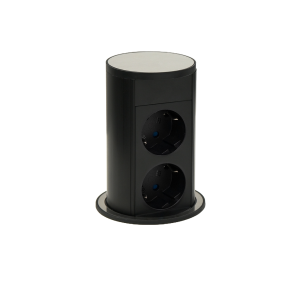 Torretta estraibile tonda con 2 prese tipo schuko e cavo di alimentazione 2 m con spina elettrica separata