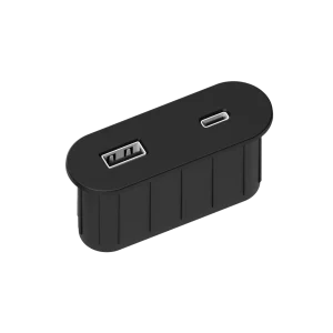 Multipresa da incasso ovale in zama con USB tipo A, USB tipo C e spina muro