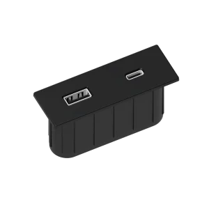 Multipresa da incasso rettangolare in zama con USB tipo A, USB tipo C e spina muro