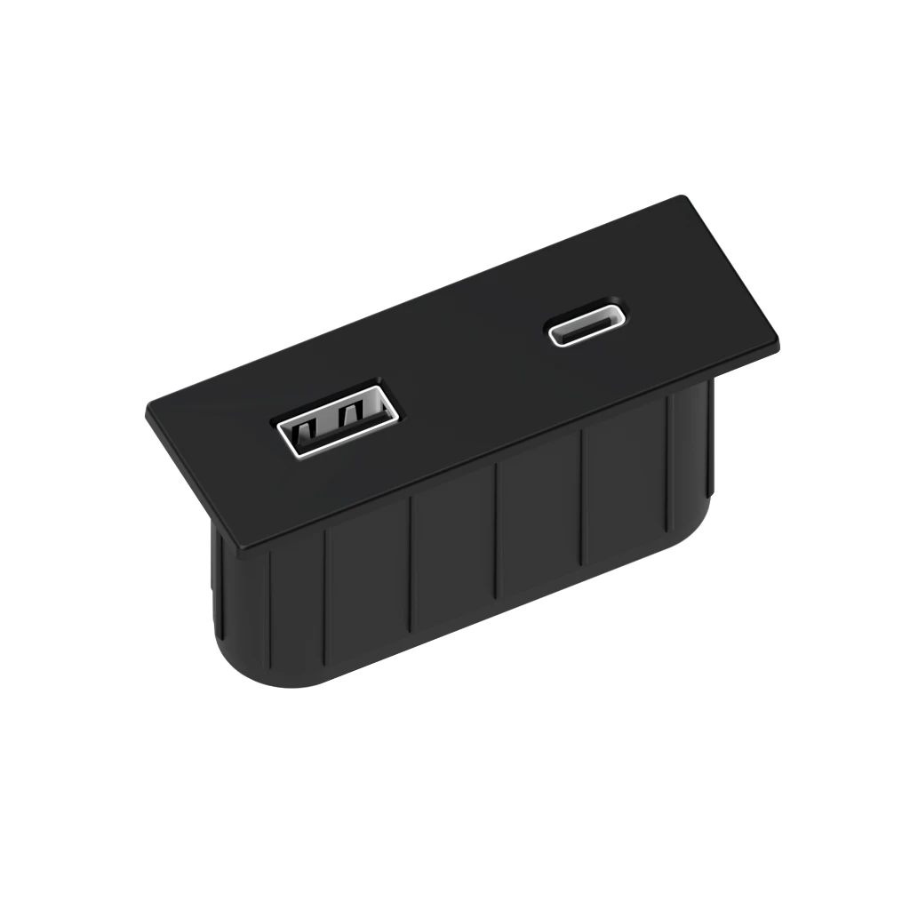 Multipresa da incasso rettangolare in zama con USB tipo A, USB tipo C e spina muro