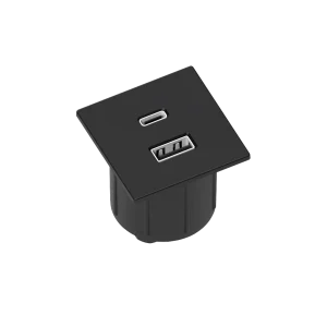 Multipresa da incasso quadrata in zama con USB tipo A, USB tipo C e spina muro