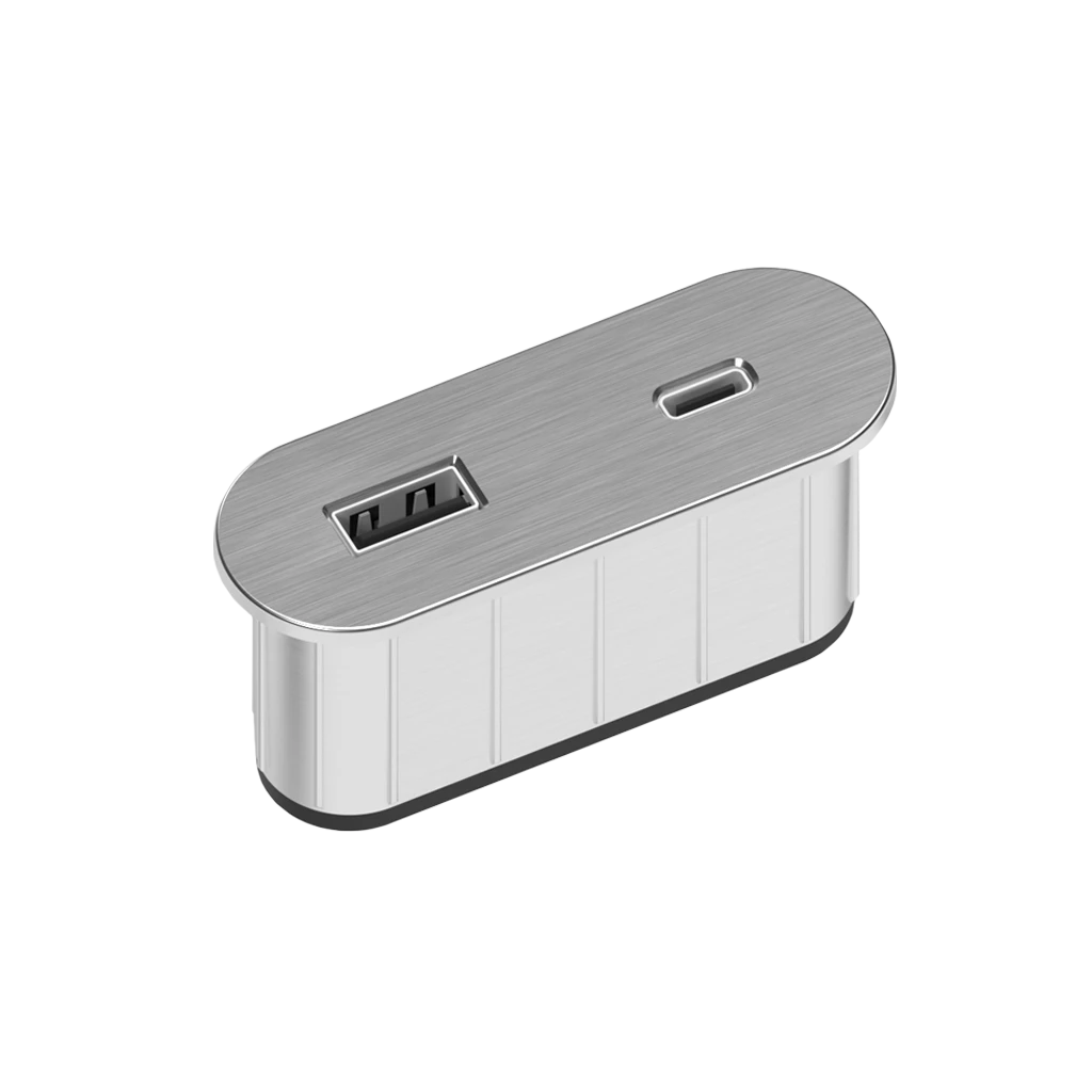 Multipresa da incasso ovale in zama con USB tipo A, USB tipo C e spina muro - immagine 5