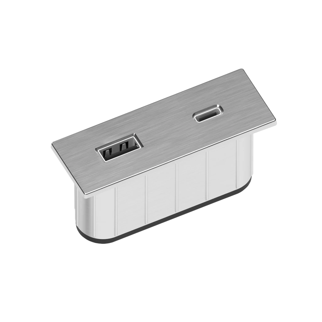 Multipresa da incasso rettangolare in zama con USB tipo A, USB tipo C e spina muro - immagine 7