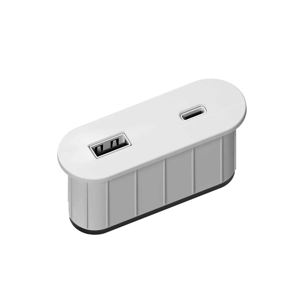 Multipresa da incasso ovale in zama con USB tipo A, USB tipo C e spina muro - immagine 2