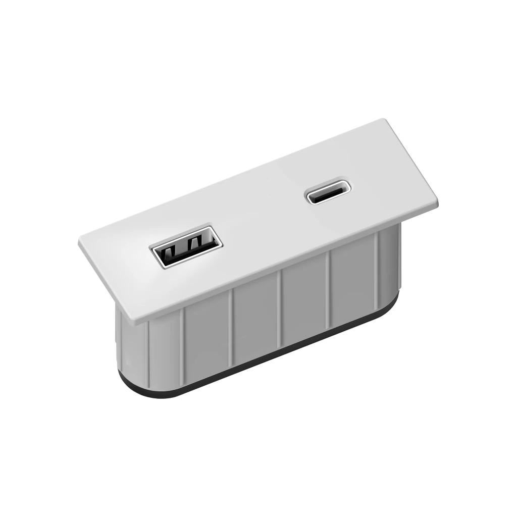 Multipresa da incasso rettangolare in zama con USB tipo A, USB tipo C e spina muro - immagine 4