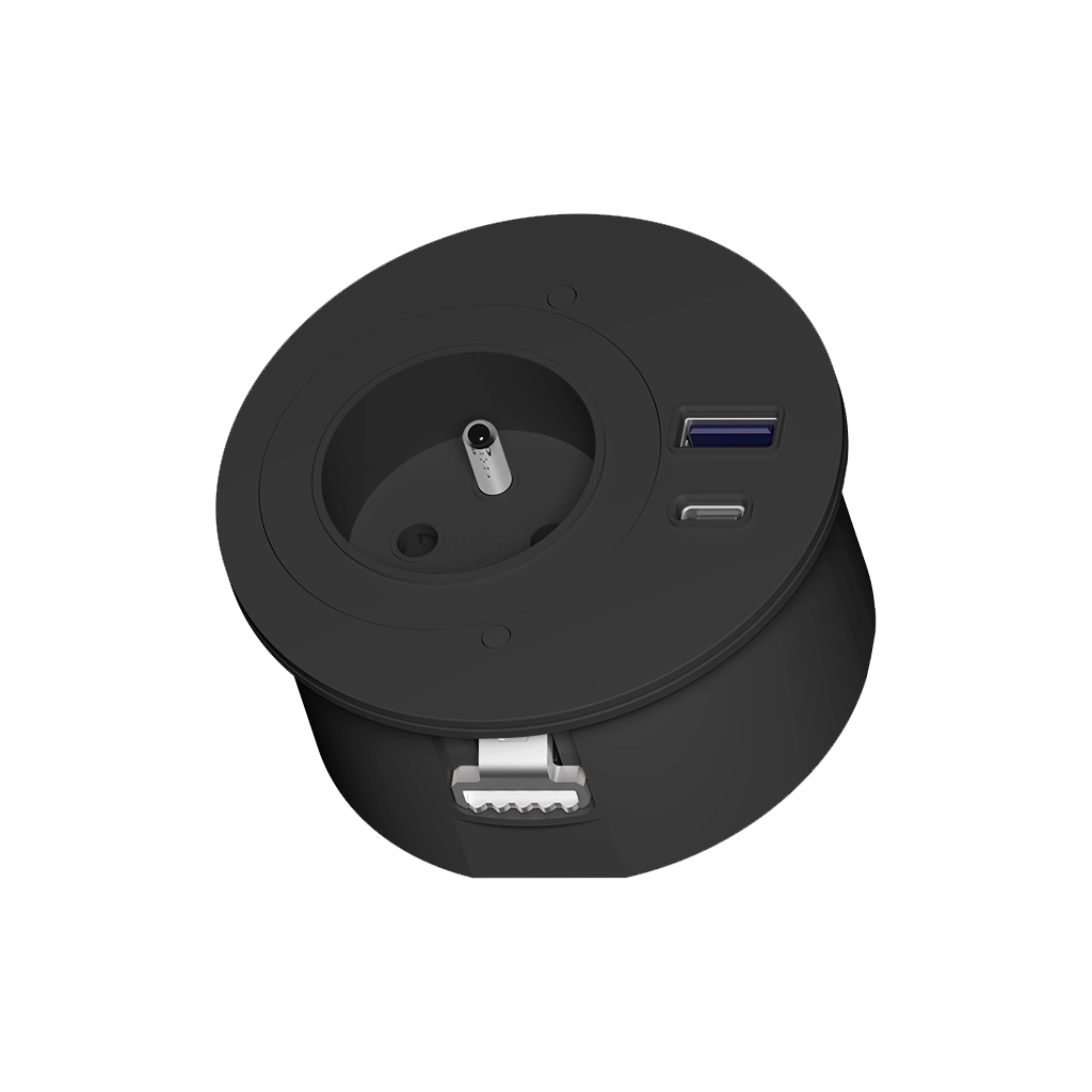 Multipresa da incasso con 1 presa tipo Francia (E), 1 USB tipo A, 1 USB tipo C