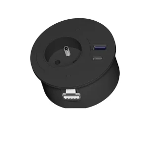 Multipresa da incasso con 1 presa tipo Francia (E), 1 USB tipo A, 1 USB tipo C