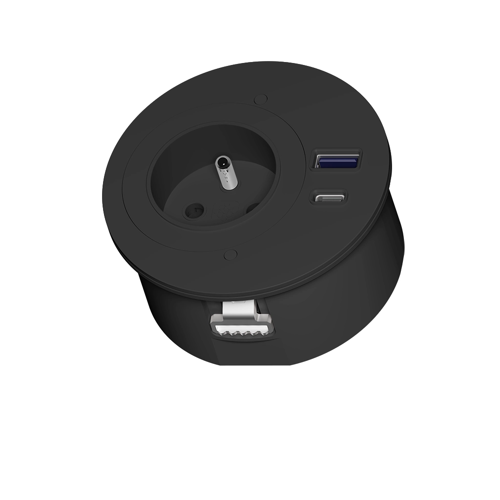 Multipresa da incasso con 1 presa tipo Francia (E), 1 USB tipo A, 1 USB tipo C