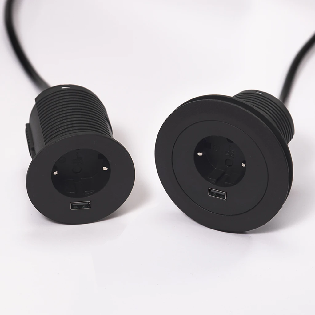 Multipresa da incasso 1 presa Schuko, 1 USB tipo A da ricarca 5v 2.4 amp e cavo di alimentazione 2 metri con spina Schuko