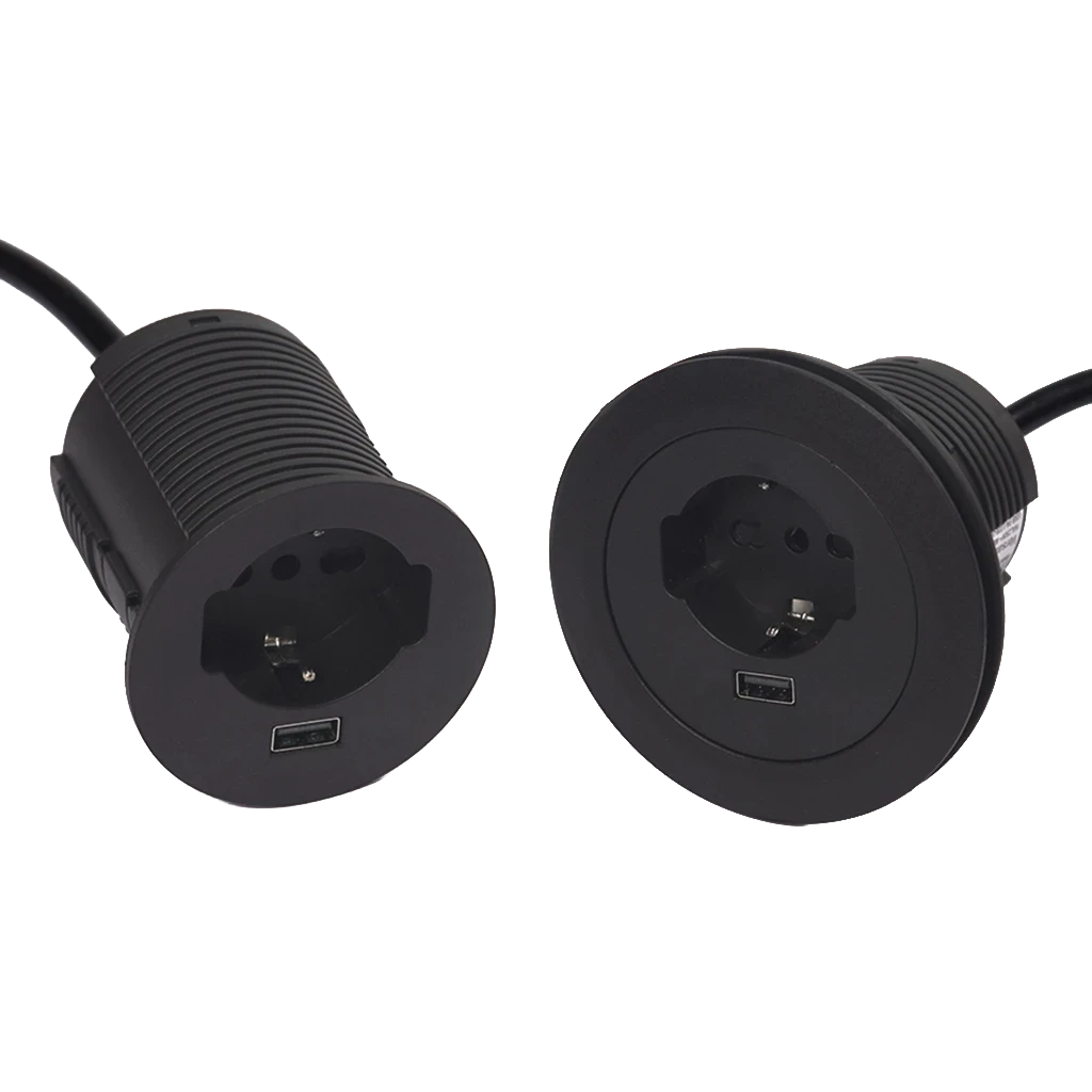 Multipresa da incasso 1 presa Unel, 1 USB tipo A da ricarca 5v 2.4 amp e cavo di alimentazione 2 metri con spina Schuko