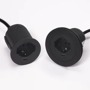 Multipresa da incasso 1 presa Unel, 1 USB tipo A da ricarca 5v 2.4 amp e cavo di alimentazione 2 metri con spina Schuko
