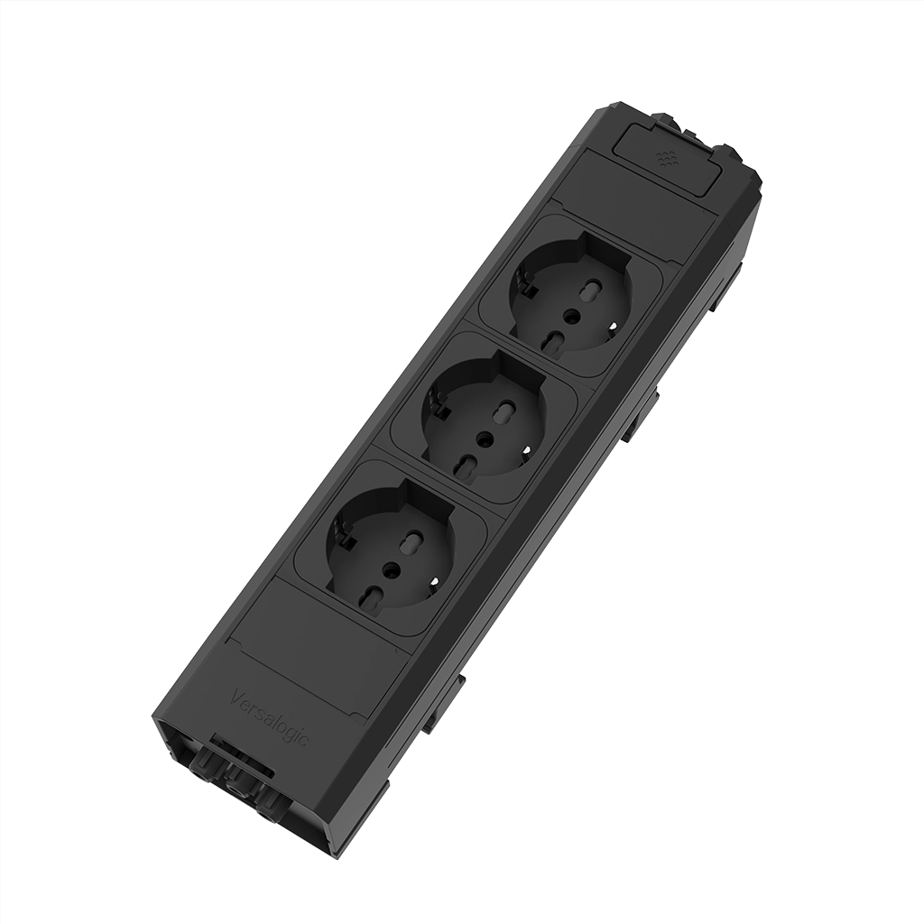 Multipresa in tecnopolimero autoestinguente con 3 prese tipo Unel