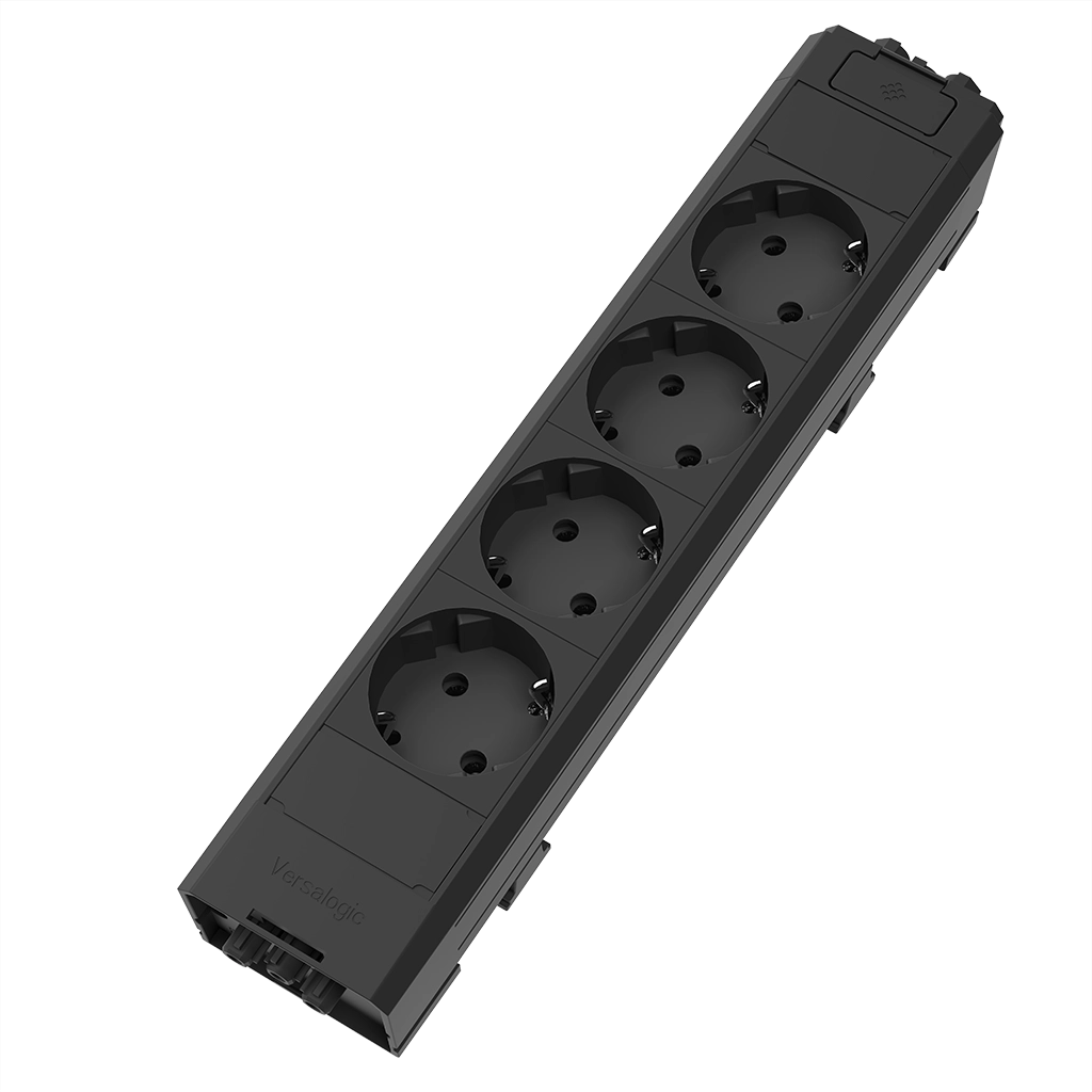 Multipresa in tecnopolimero autoestinguente con 4 prese tipo schuko