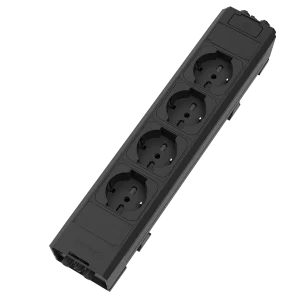 Multipresa in tecnopolimero autoestinguente con 4 prese tipo Unel