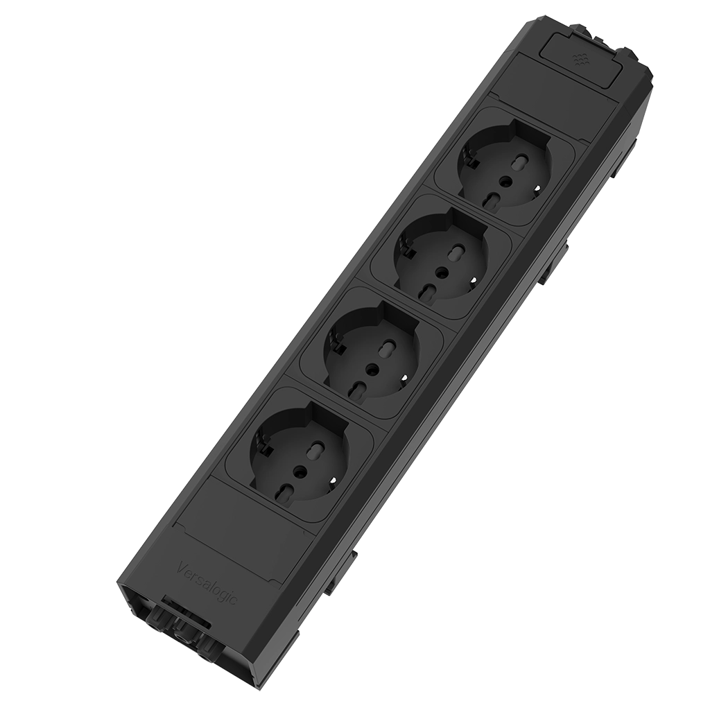 Multipresa in tecnopolimero autoestinguente con 4 prese tipo Unel