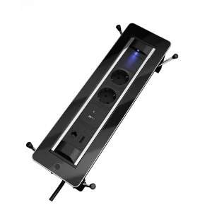 Multipresa da incasso con 2 prese tipo schuko, 1 USB tipo A, 1 USB tipo C, HDMI e RJ 45 | Cornice in vetro e cavo di alimentazione 2 m con spina separata