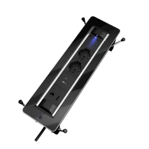 Multipresa da incasso con 2 prese tipo unel, 1 USB tipo A, 1 USB tipo C, HDMI e RJ 45 | Cornice in vetro e cavo di alimentazione 2 m con spina separata