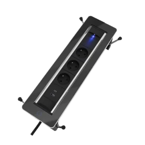 Multipresa da incasso con 2 prese tipo Francia (E), 1 USB tipo A, 1 USB tipo C, HDMI e RJ 45 | Cornice in vetro e cavo di alimentazione 2 m con spina separata