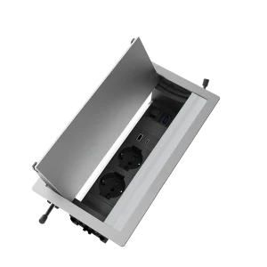 Multipresa a scomparsa con 2 prese tipo unel, USB tipo A, USB tipo C, HDMI, 1 RJ 45 | Cornice in alluminio