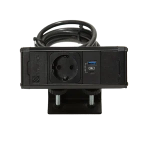 Multipresa bordo piano 1 presa tipo F Schuko, 1 USB tipo A, 1 USB tipo C, staffa monoblocco