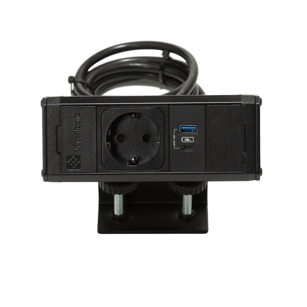 Multipresa bordo piano 1 presa tipo F Schuko, 1 USB tipo A, 1 USB tipo C, staffa monoblocco
