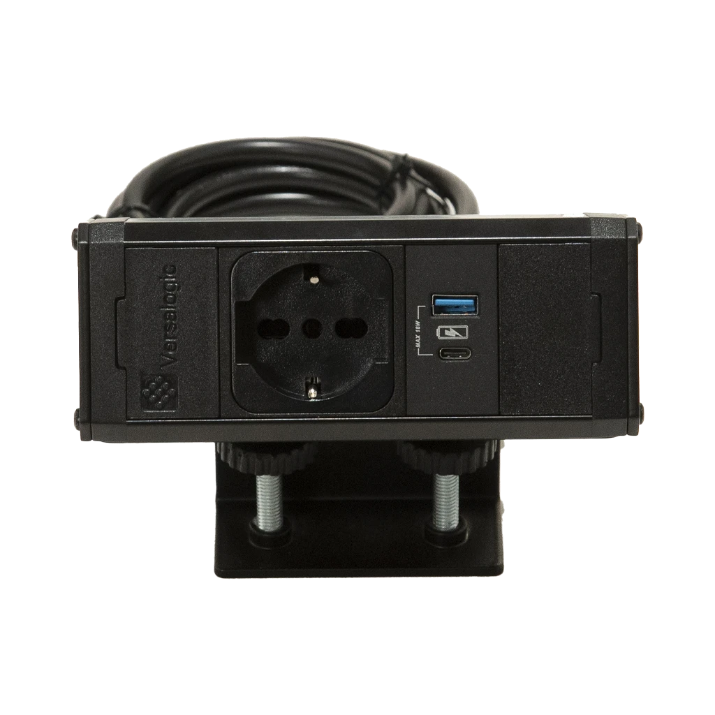 Multipresa bordo piano 1 presa tipo U Unel, 1 USB tipo A, 1 USB tipo C, staffa monoblocco