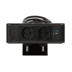 Multipresa bordo piano 2 prese tipo F Schuko, 1 USB tipo A e 1 USB tipo C, staffa monoblocco