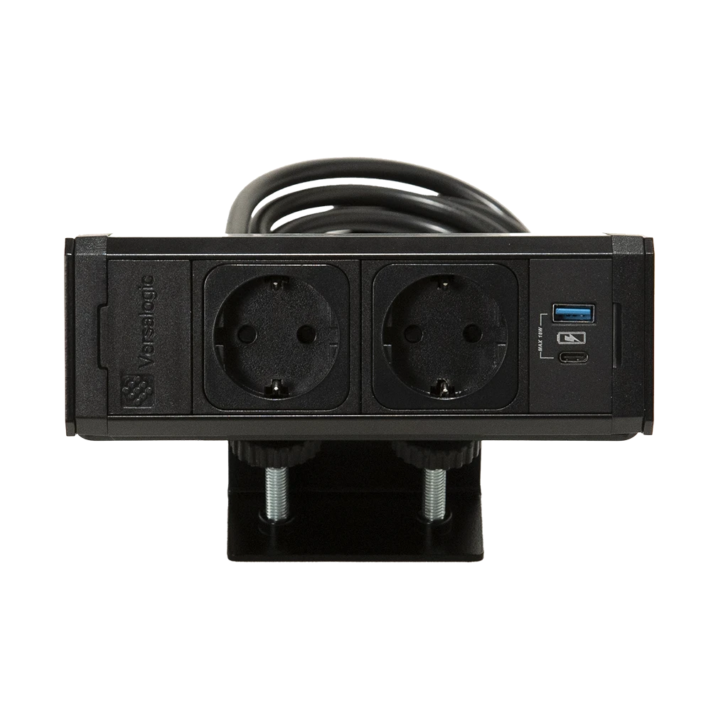 Multipresa bordo piano 2 prese tipo U Unel, 1 USB tipo A, 1 USB tipo C, staffa monoblocco