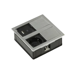 Multipresa da incasso quadrata con 1 presa tipo F Schuko e 2 porte USB tipo A