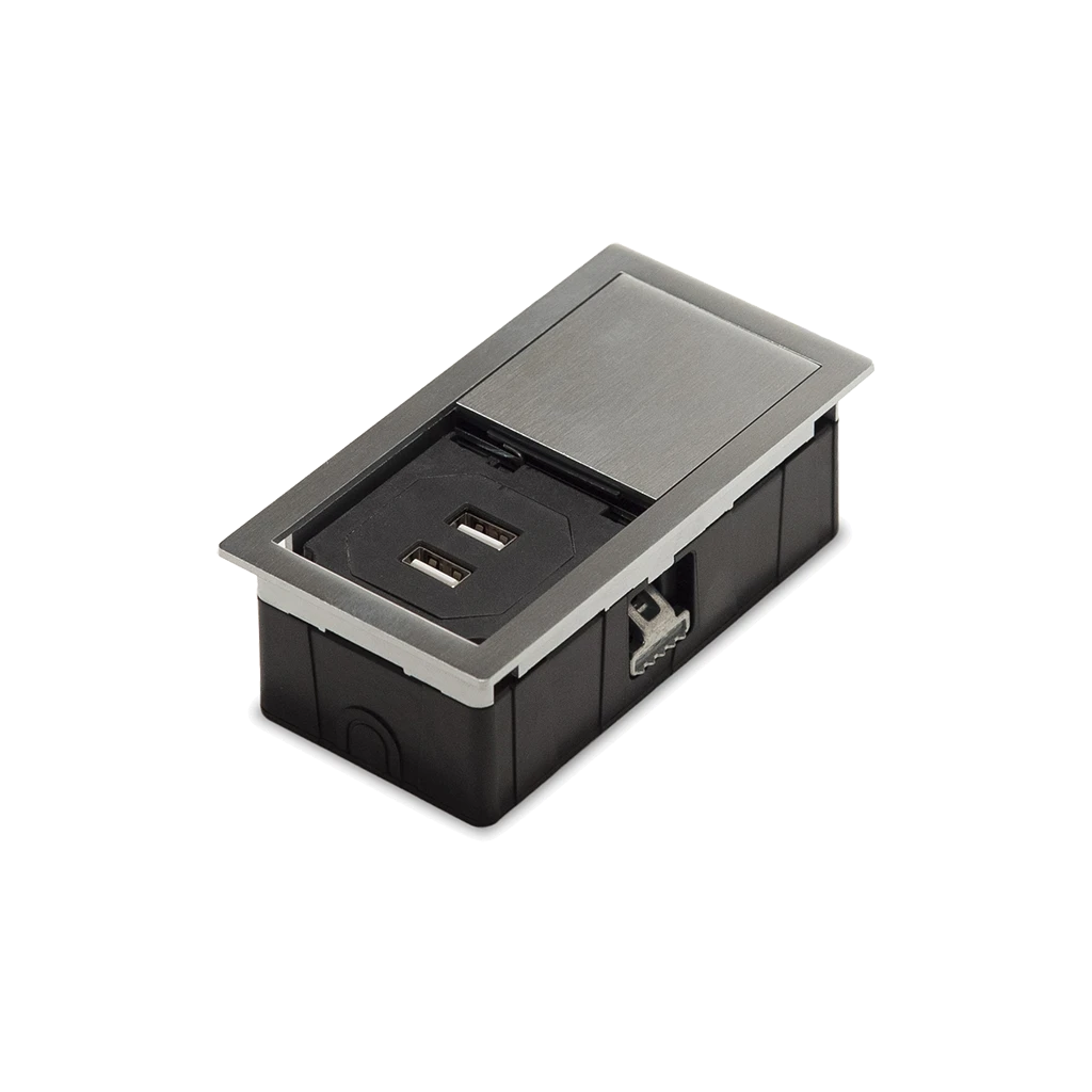 Presa USB da incasso a scomparsa, 2 USB tipo A, cavo di alimentazione 2 m, spina separata