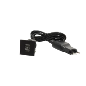 Presa USB da incasso quadrata in plastica con 2 porte USB tipo A