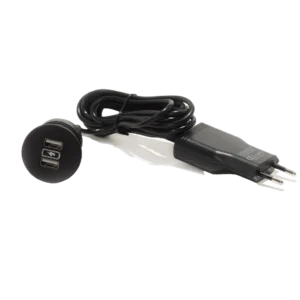 Presa USB da incasso tonda in plastica con 2 porte USB tipo A